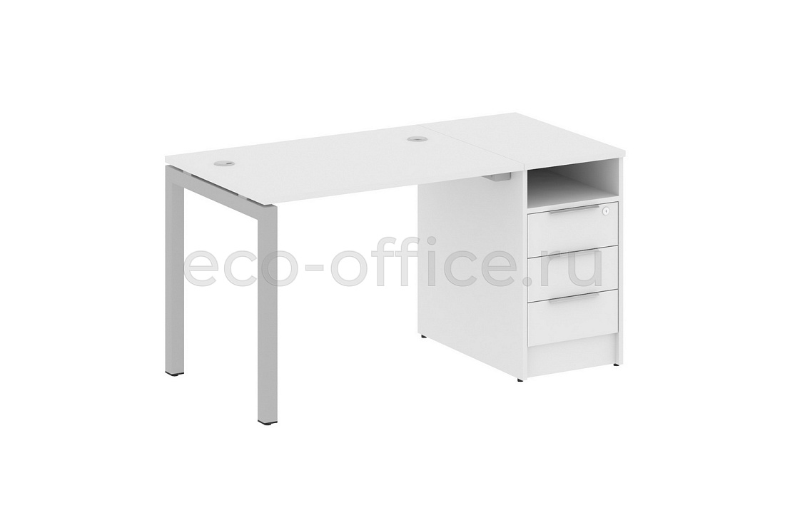 Рабочая станция с опорной тумбой METAL SYSTEM QUATTRO 5x5 50БП.РС-СТП-1.1 Белый / Серый металл купить в Ростове на Дону
