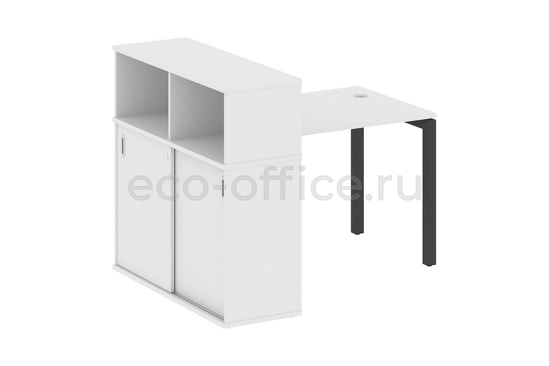 Стол письменный с опорным шкафом-купе METAL SYSTEM QUATTRO 5x5 50БП.РС-СШК-3.1 Белый / Антрацит металл купить в Ростове на Дону