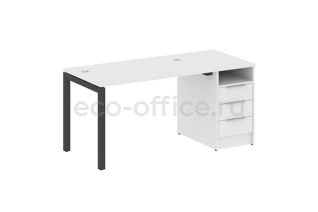 Рабочая станция с опорной тумбой METAL SYSTEM QUATTRO 5x5 50БП.РС-СТП-1.2 Белый / Антрацит металл купить в Ростове на Дону